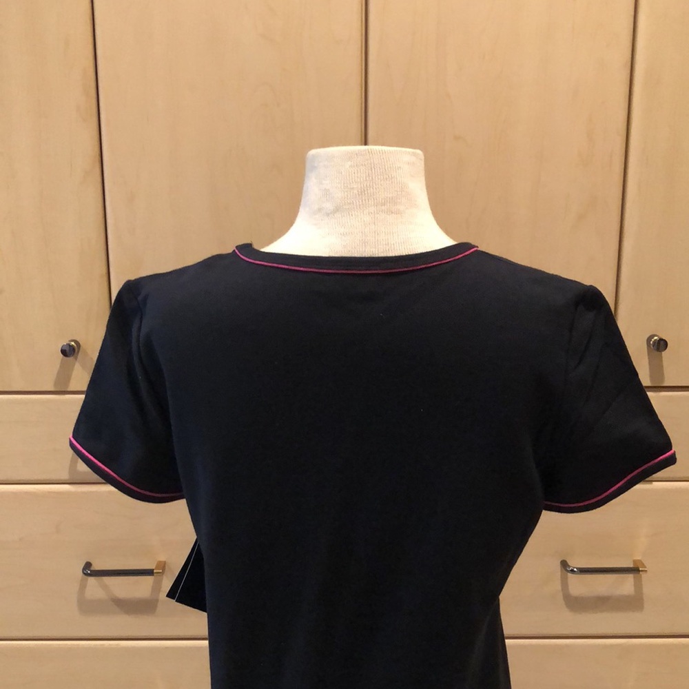 Black V-Neck Top with Pink Trim - Picture 6 of 9